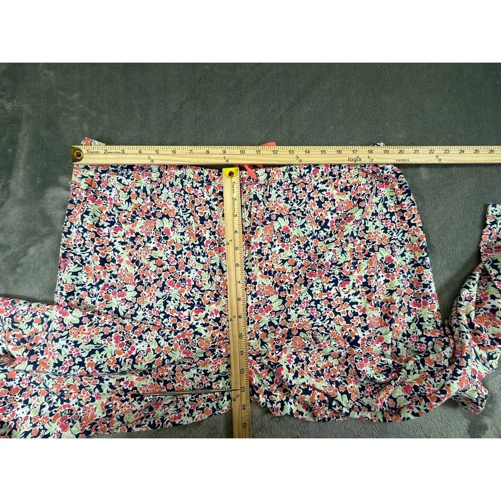 Floral Cotton Pajama Pants XL Multi-color Drawstring Wide Leg RN 60766 A230585